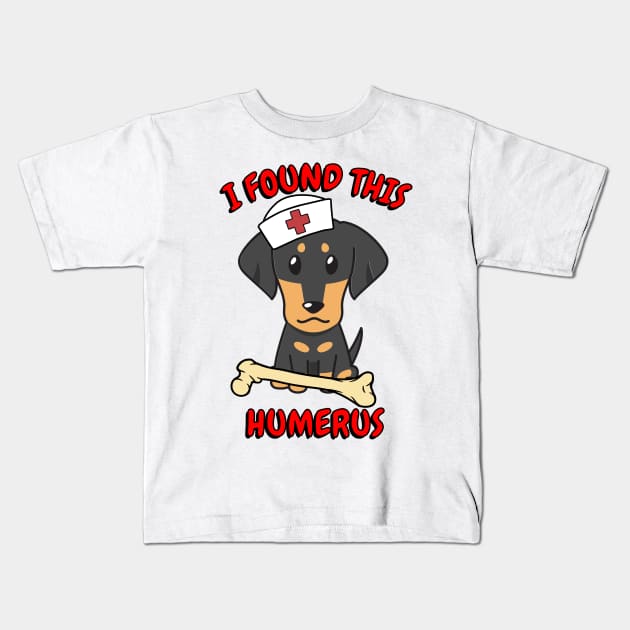 Funny dachshund tells a lame joke Kids T-Shirt by Pet Station